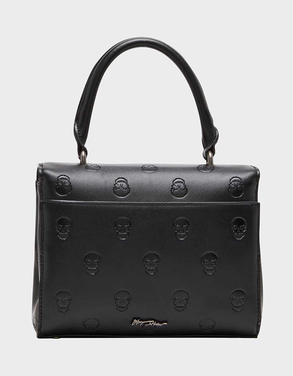 Betsey Johnson Deals - SKULLICIOUS TOP HANDLE BLACK Women's Black Skull Top Handle Handbag with Crossbody Strap
