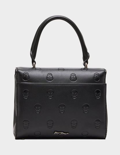 Betsey Johnson Deals - SKULLICIOUS TOP HANDLE BLACK Women's Black Skull Top Handle Handbag with Crossbody Strap