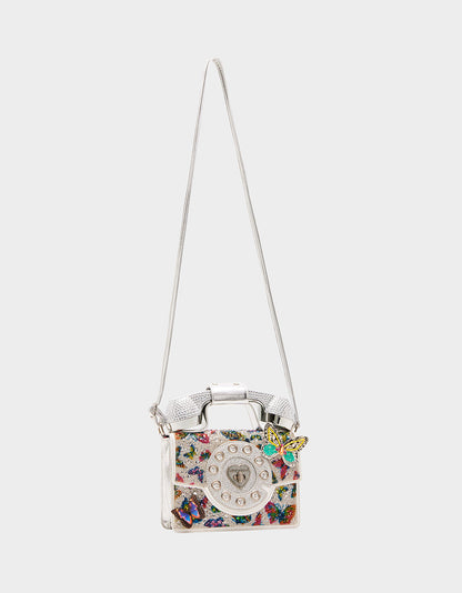 Betsey Johnson Deals - KITSCH BUTTERFLY PHONE BAG SILVER/MULTI