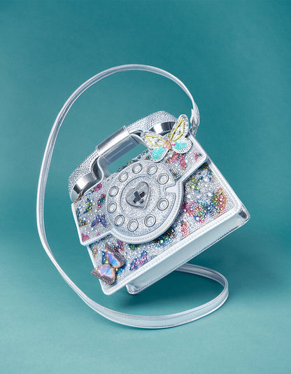 Betsey Johnson Deals - KITSCH BUTTERFLY PHONE BAG SILVER/MULTI