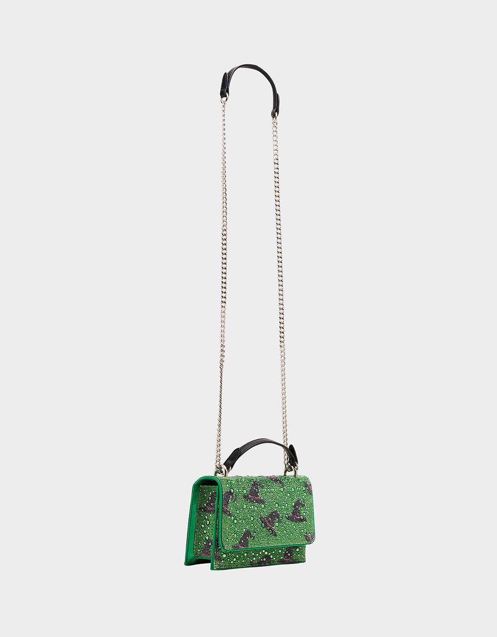Betsey Johnson Great Value - HATS OFF CONVERTIBLE RHINESTONE GREEN Women's Rhinestone Embellished Sparkly Witch Hat Crossbody Halloween Handbag