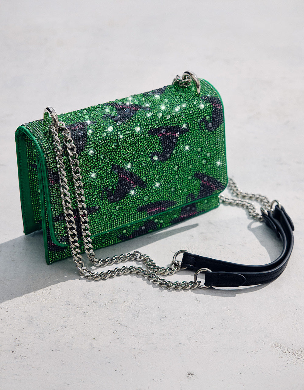 Betsey Johnson Great Value - HATS OFF CONVERTIBLE RHINESTONE GREEN Women's Rhinestone Embellished Sparkly Witch Hat Crossbody Halloween Handbag