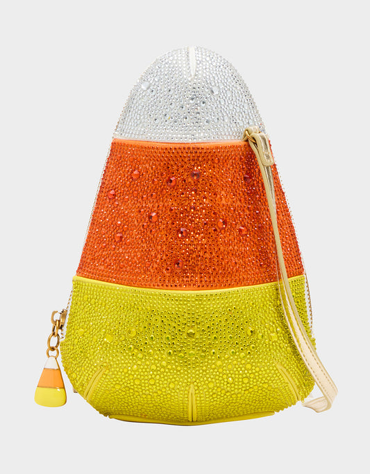 Betsey Johnson New - KITSCH ME SO CORNY MULTI Women's Halloween-Themed Candy Corn Rhinestone Embellished Crossbody Handbag