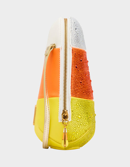 Betsey Johnson New - KITSCH ME SO CORNY MULTI Women's Halloween-Themed Candy Corn Rhinestone Embellished Crossbody Handbag