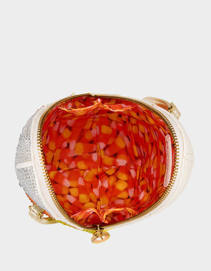 Betsey Johnson New - KITSCH ME SO CORNY MULTI Women's Halloween-Themed Candy Corn Rhinestone Embellished Crossbody Handbag