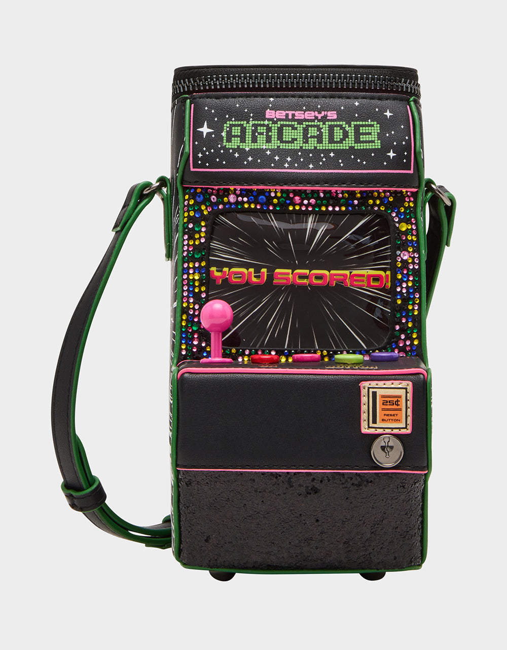 Betsey Johnson Value - KITSCH SCORED! CROSSBODY BLACK/MULTI Women's Video-Game Inspired Crossbody Handbag