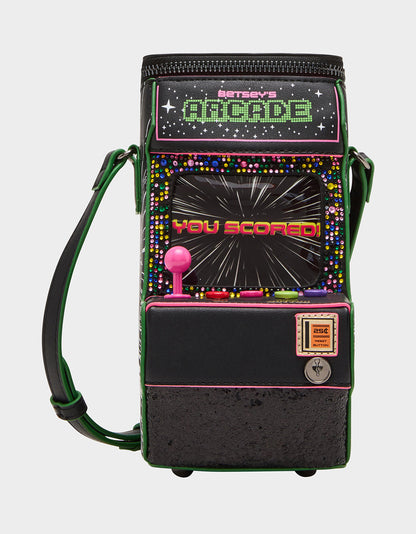 Betsey Johnson Value - KITSCH SCORED! CROSSBODY BLACK/MULTI Women's Video-Game Inspired Crossbody Handbag