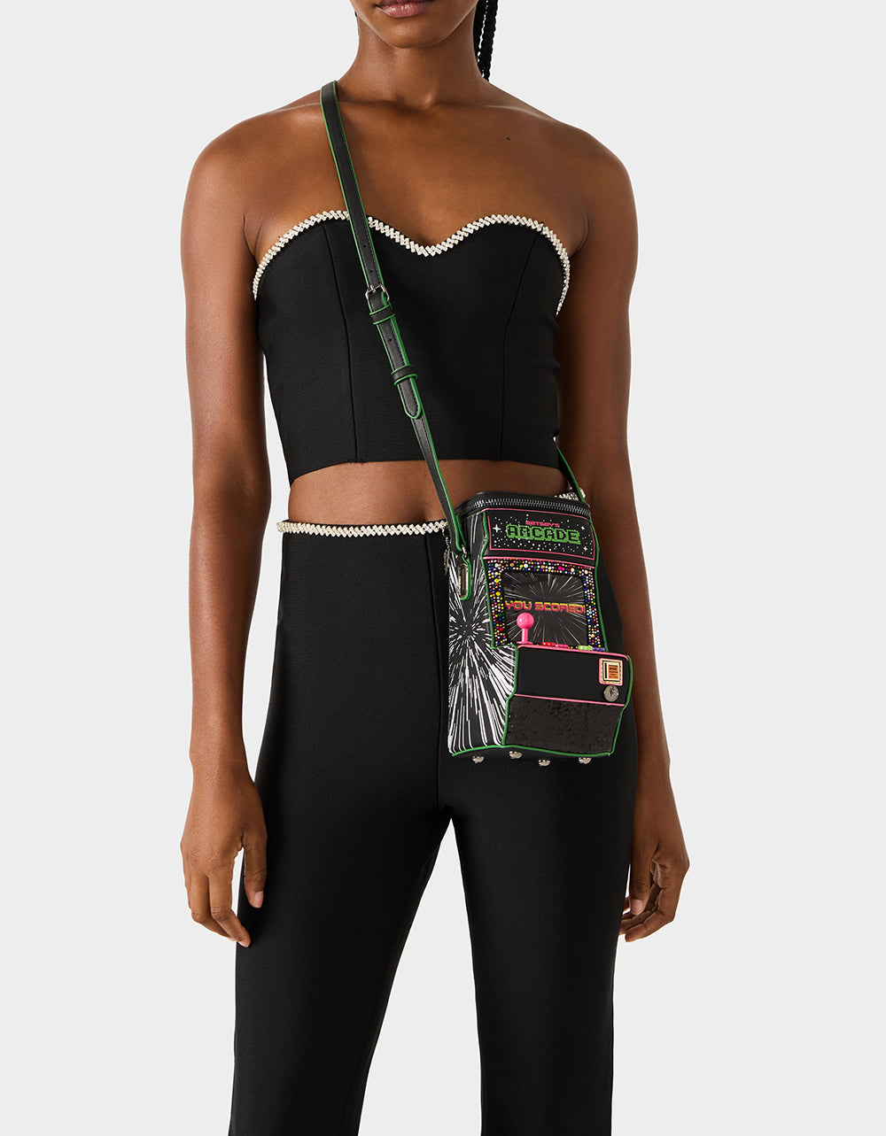 Betsey Johnson Value - KITSCH SCORED! CROSSBODY BLACK/MULTI Women's Video-Game Inspired Crossbody Handbag
