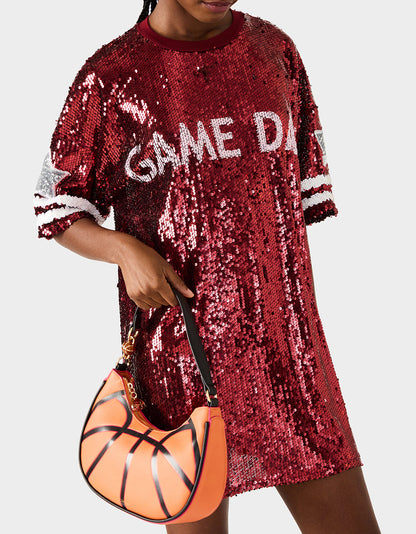 Betsey Johnson Popular - SLAM DUNK SHOULDER BAG ORANGE Women's Basketball Shoulder Bag