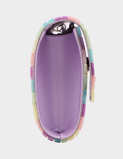 Betsey Johnson New - STRIP STRIP HOORAY CLUTCH PASTEL