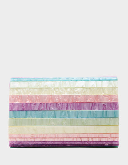 Betsey Johnson New - STRIP STRIP HOORAY CLUTCH PASTEL