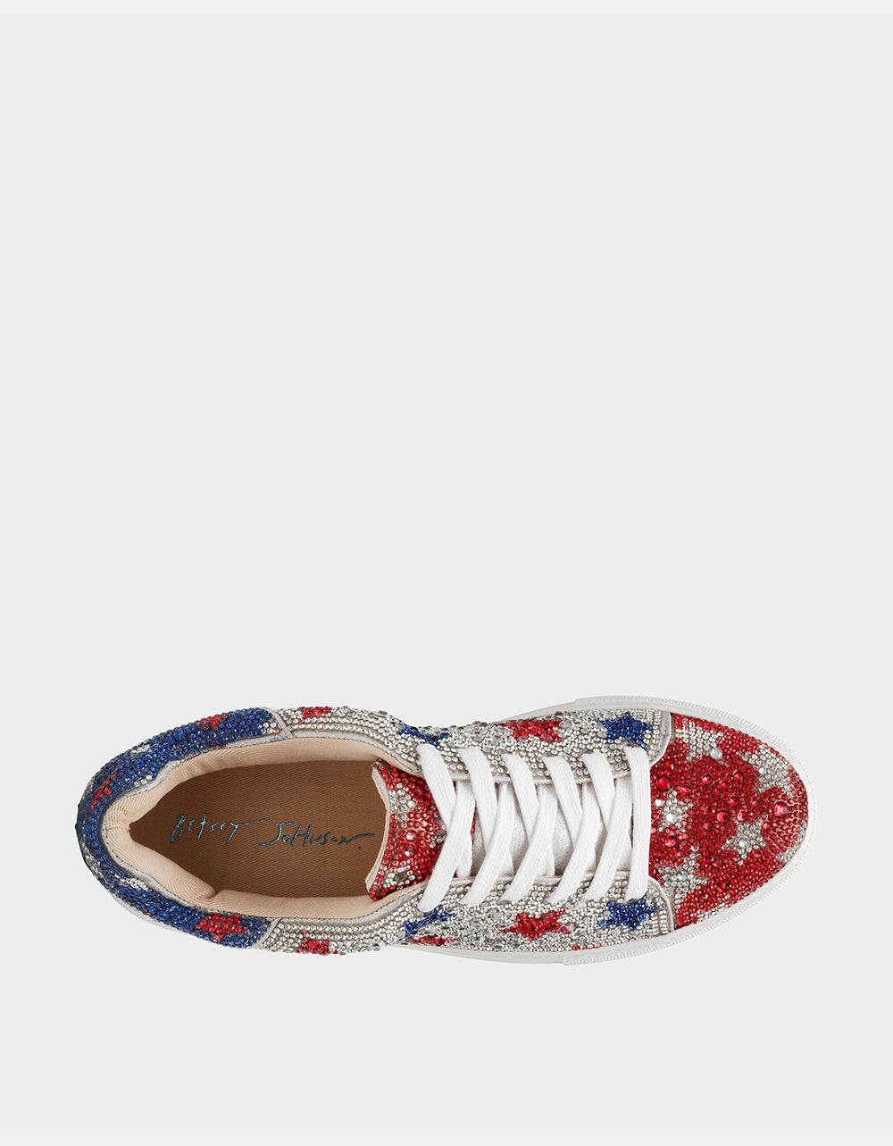 Betsey Johnson Sale - AMERICANA BUNDLE Women's Red White Blue USA Star Sneakers and American Flag Handbag Bundle