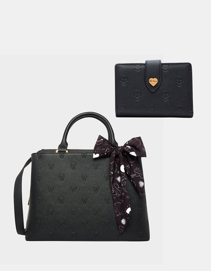 Betsey Johnson Premium - SKULLICIOUS BUNDLE Women's Skull Print Handbag and Wallet
