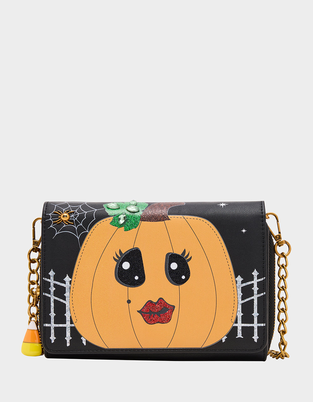 Betsey Johnson Exclusive - GOURDGOUS WALLET ON CHAIN BLACK MULTI Women's Pumpkin Halloween-Themed Wallet