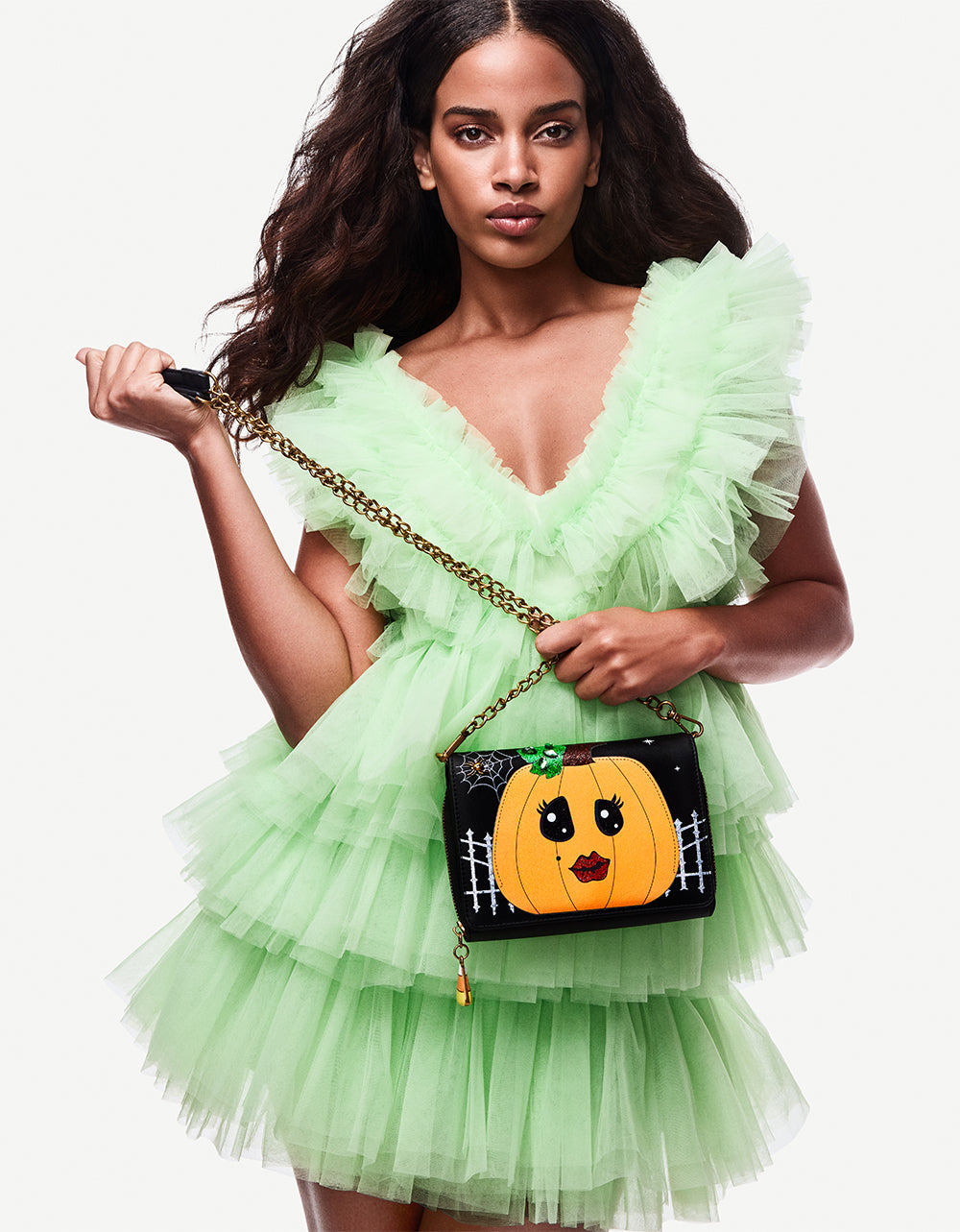 Betsey Johnson Exclusive - GOURDGOUS WALLET ON CHAIN BLACK MULTI Women's Pumpkin Halloween-Themed Wallet