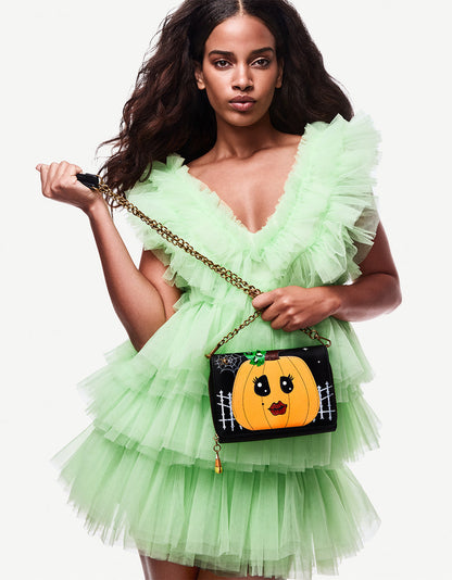 Betsey Johnson Exclusive - GOURDGOUS WALLET ON CHAIN BLACK MULTI Women's Pumpkin Halloween-Themed Wallet