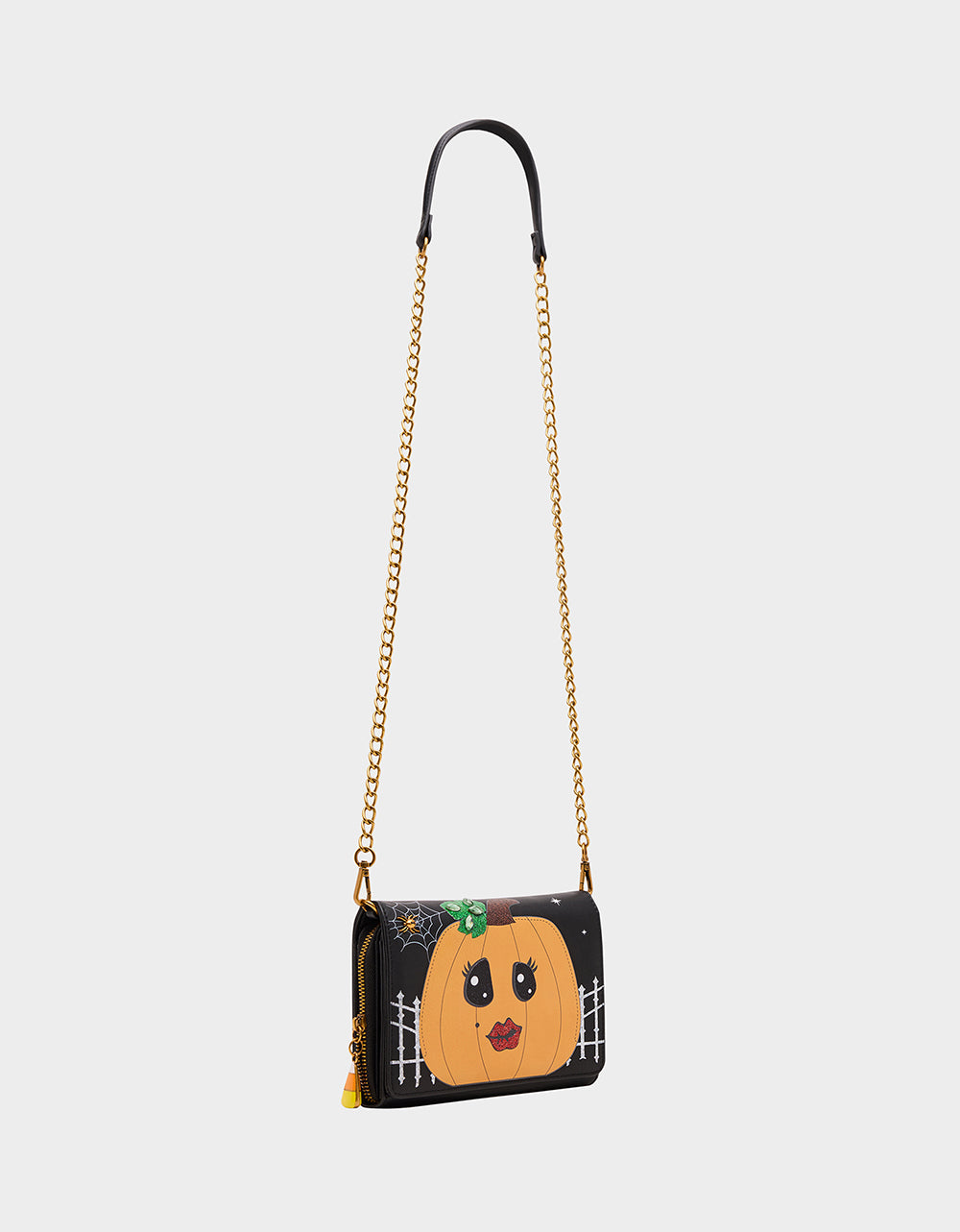 Betsey Johnson Exclusive - GOURDGOUS WALLET ON CHAIN BLACK MULTI Women's Pumpkin Halloween-Themed Wallet