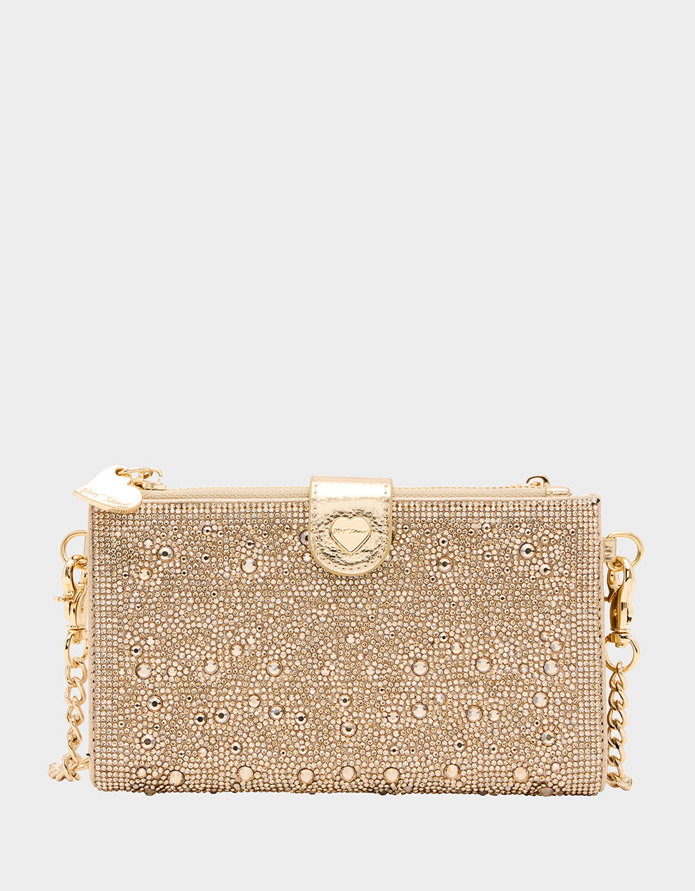 Betsey Johnson Customer Favorite - WALLET ON CHAIN PHONE HOLDER CHAMPAGNE Women's Rhinestone Embellished Wallet
