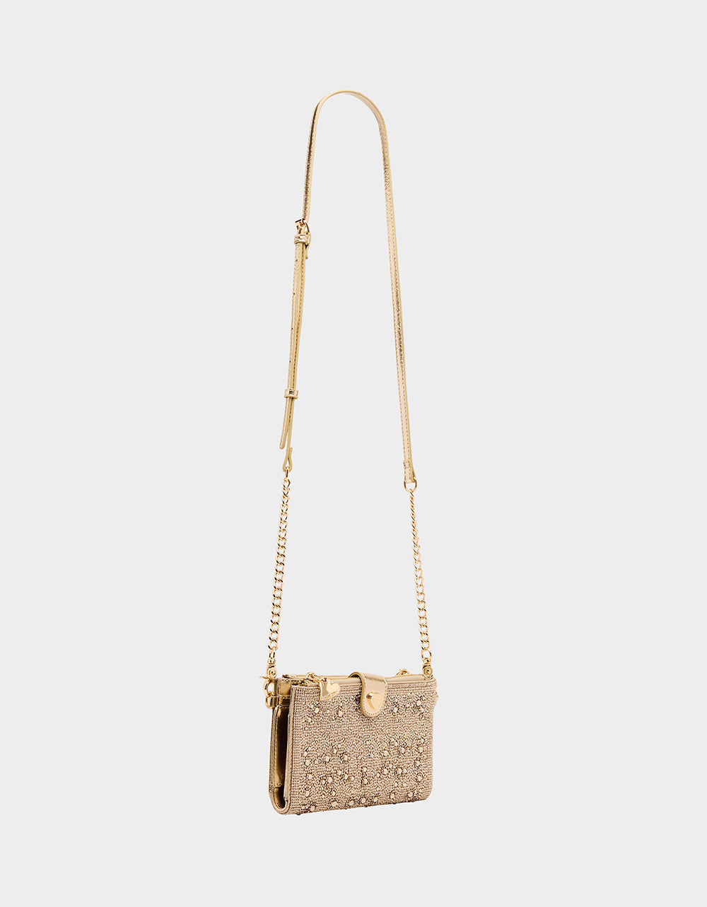 Betsey Johnson Customer Favorite - WALLET ON CHAIN PHONE HOLDER CHAMPAGNE Women's Rhinestone Embellished Wallet