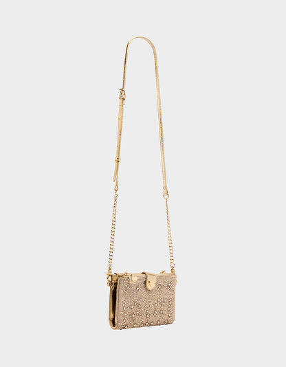 Betsey Johnson Customer Favorite - WALLET ON CHAIN PHONE HOLDER CHAMPAGNE Women's Rhinestone Embellished Wallet