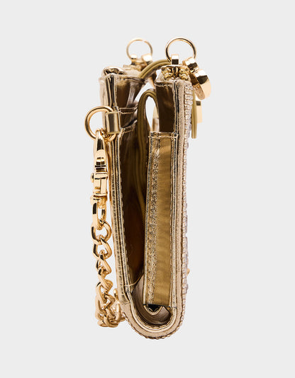 Betsey Johnson Customer Favorite - WALLET ON CHAIN PHONE HOLDER CHAMPAGNE Women's Rhinestone Embellished Wallet