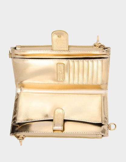 Betsey Johnson Customer Favorite - WALLET ON CHAIN PHONE HOLDER CHAMPAGNE Women's Rhinestone Embellished Wallet