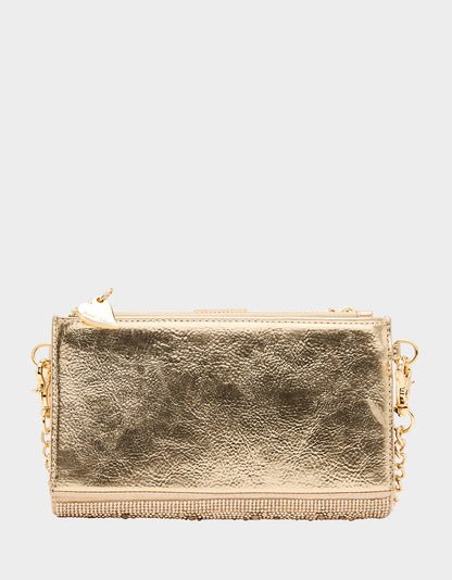 Betsey Johnson Customer Favorite - WALLET ON CHAIN PHONE HOLDER CHAMPAGNE Women's Rhinestone Embellished Wallet