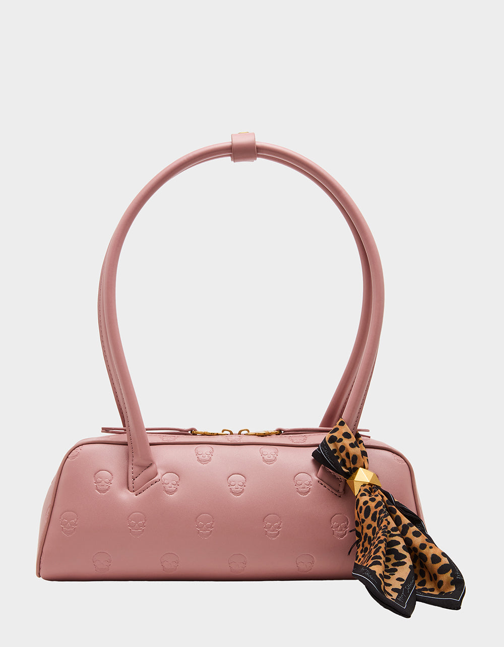 Betsey Johnson Trusted - SKULLICIOUS SHOULDER BAG BLUSH Women's Pink Skull Shoulder Handbag with Scarf