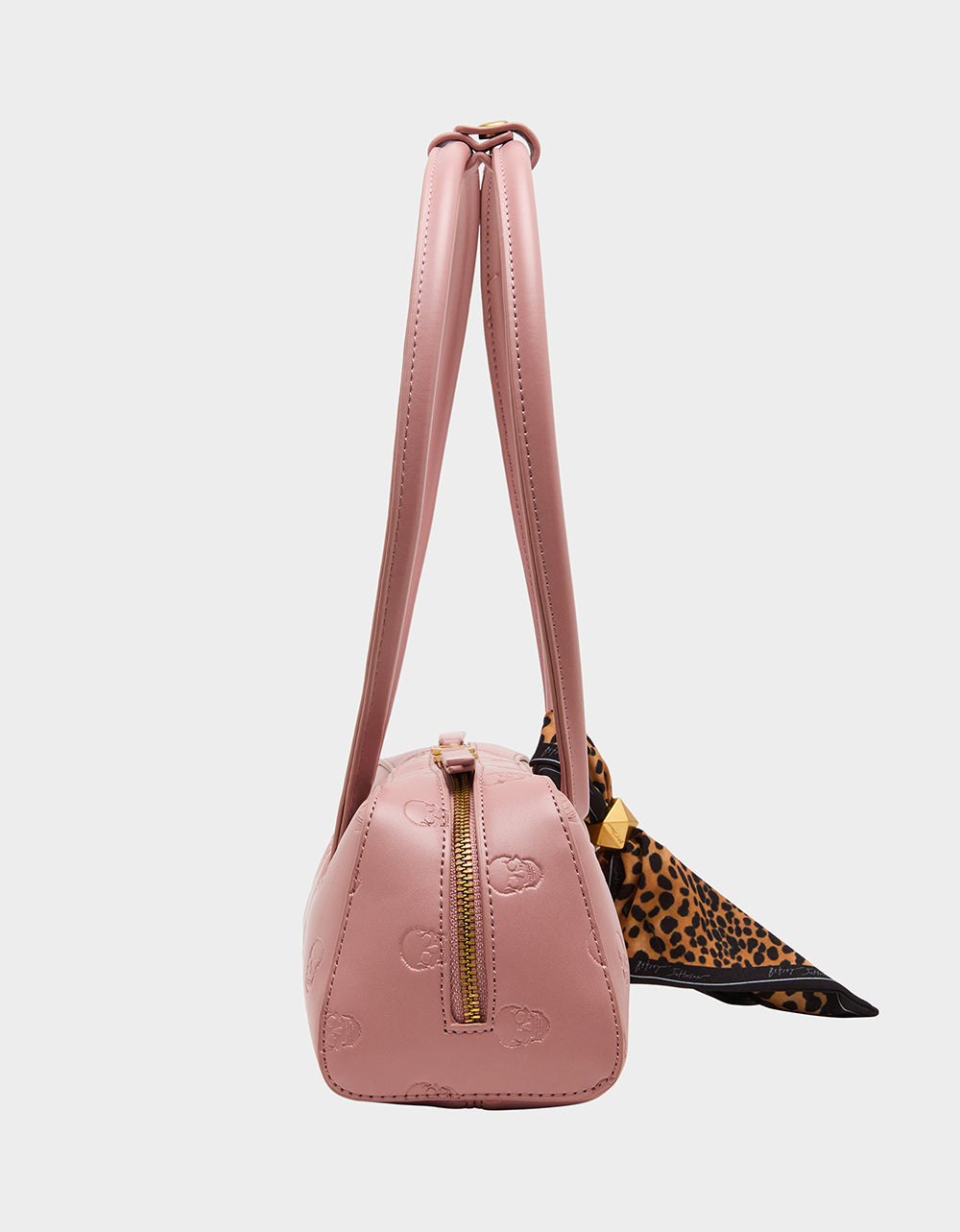 Betsey Johnson Trusted - SKULLICIOUS SHOULDER BAG BLUSH Women's Pink Skull Shoulder Handbag with Scarf