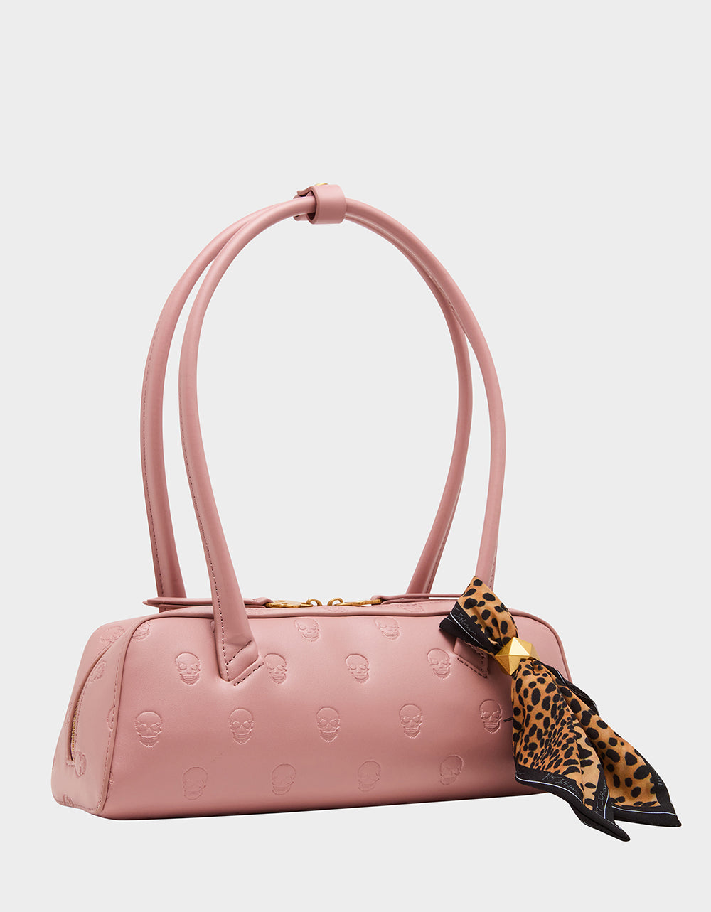Betsey Johnson Trusted - SKULLICIOUS SHOULDER BAG BLUSH Women's Pink Skull Shoulder Handbag with Scarf