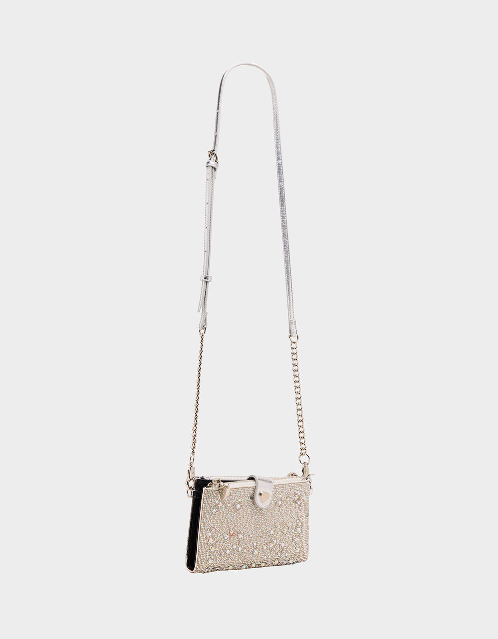 Betsey Johnson Everyday - WALLET ON CHAIN PHONE HOLDER SILVER Women's Rhinestone Embellished Wallet