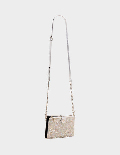 Betsey Johnson Everyday - WALLET ON CHAIN PHONE HOLDER SILVER Women's Rhinestone Embellished Wallet