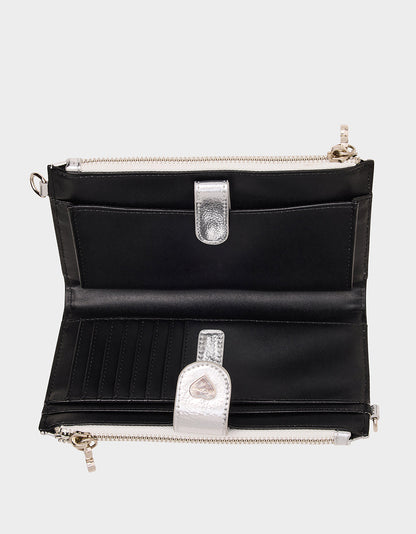 Betsey Johnson Everyday - WALLET ON CHAIN PHONE HOLDER SILVER Women's Rhinestone Embellished Wallet