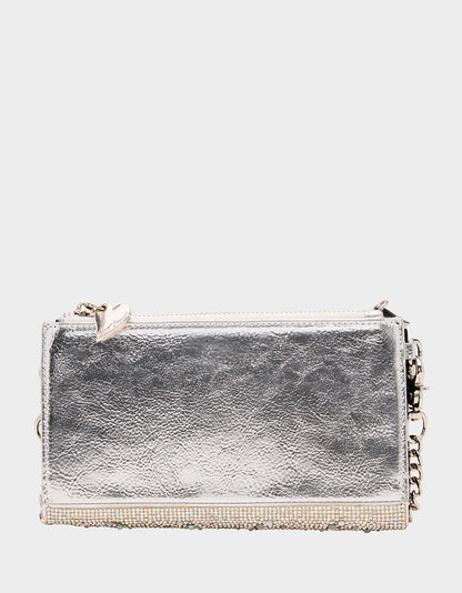 Betsey Johnson Everyday - WALLET ON CHAIN PHONE HOLDER SILVER Women's Rhinestone Embellished Wallet