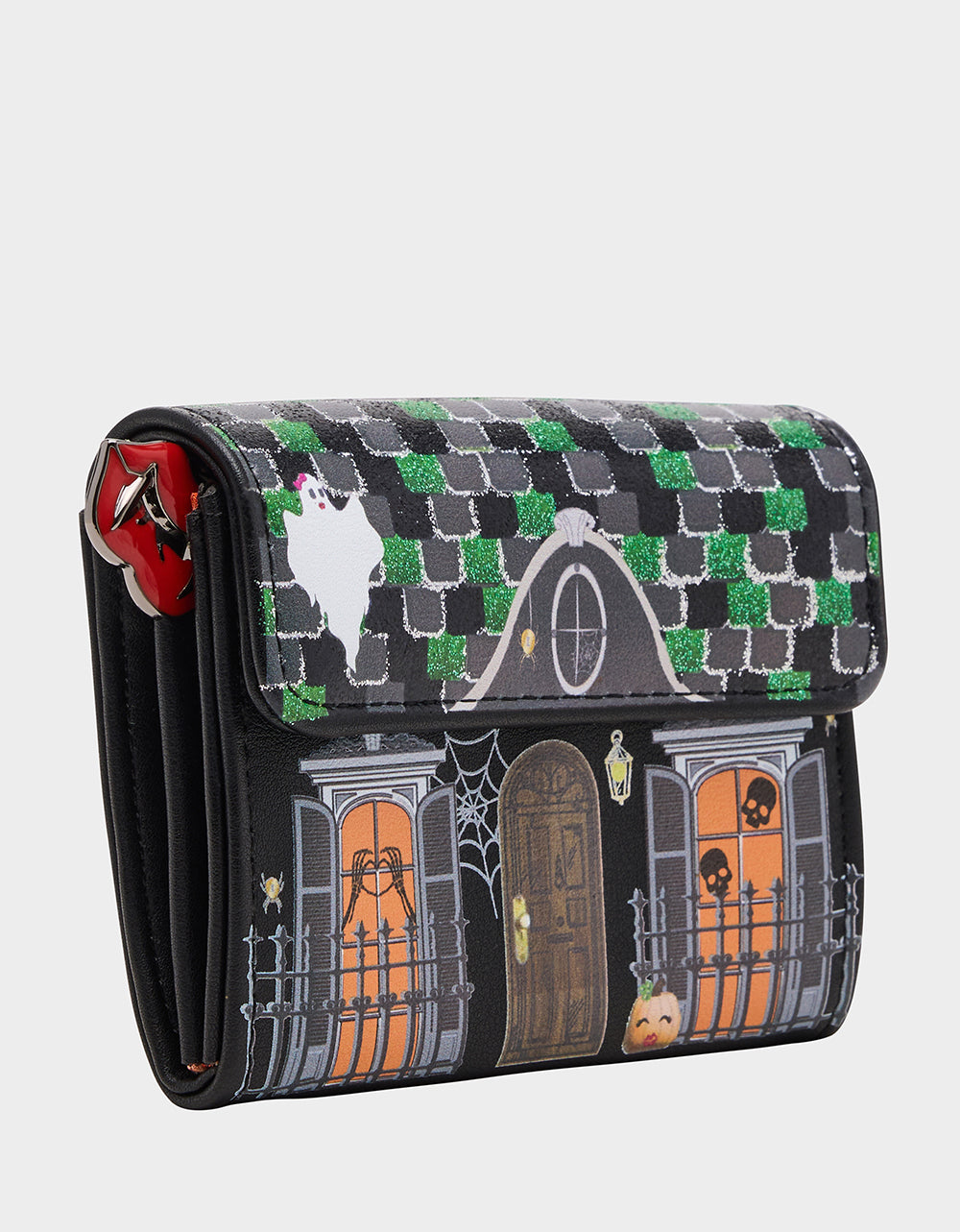 Betsey Johnson Quality - FOREVER HOME BUNDLE Women's Haunted House Halloween Crossbody, Wallet on Chain, and Wallet Set