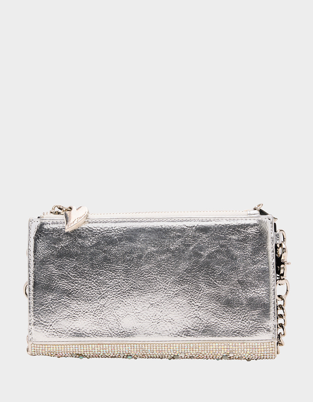 Betsey Johnson Premium - RHINESTONE HOLIDAY BUNDLE Women's Rhinestone Block Heel and Wallet on Chain Phone Holder Crossbody