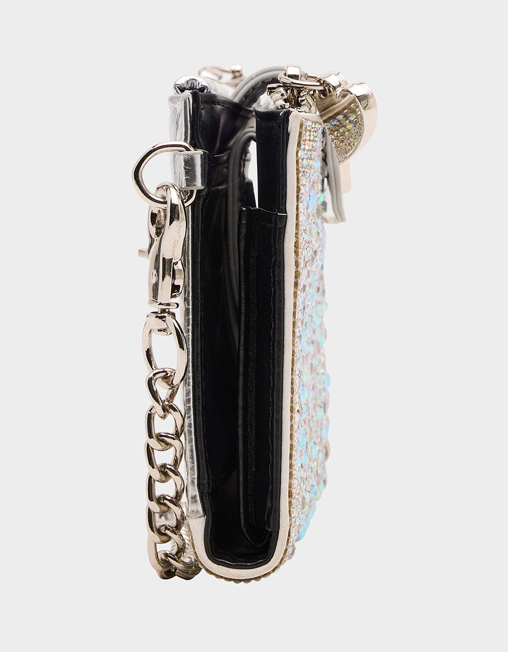 Betsey Johnson Premium - RHINESTONE HOLIDAY BUNDLE Women's Rhinestone Block Heel and Wallet on Chain Phone Holder Crossbody