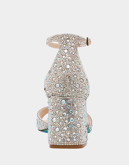 Betsey Johnson Premium - RHINESTONE HOLIDAY BUNDLE Women's Rhinestone Block Heel and Wallet on Chain Phone Holder Crossbody