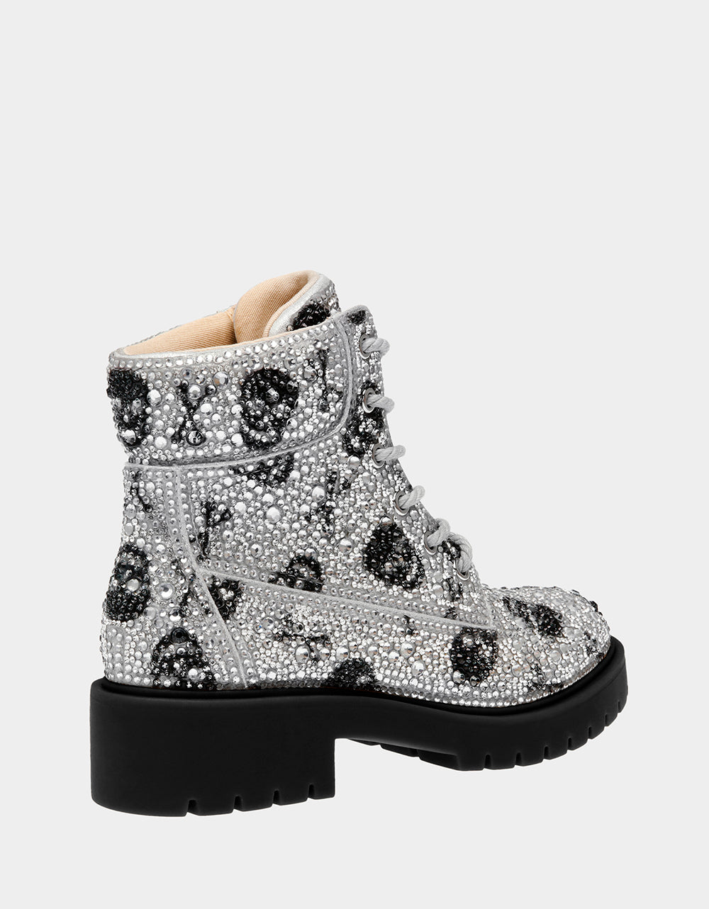 Betsey Johnson Smart Buy - THE GOTH GIRL HOLIDAY BUNDLE Women's Rhinestone Skull Combat Boots and Black Bucket Handbag