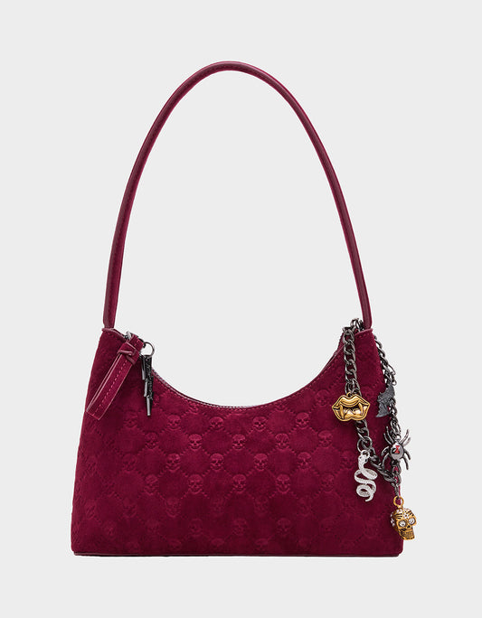 Betsey Johnson Everyday - HEADLINER DEBOSS TOP ZIP CHERRY Women's Skull Print Shoulder Charm Handbag