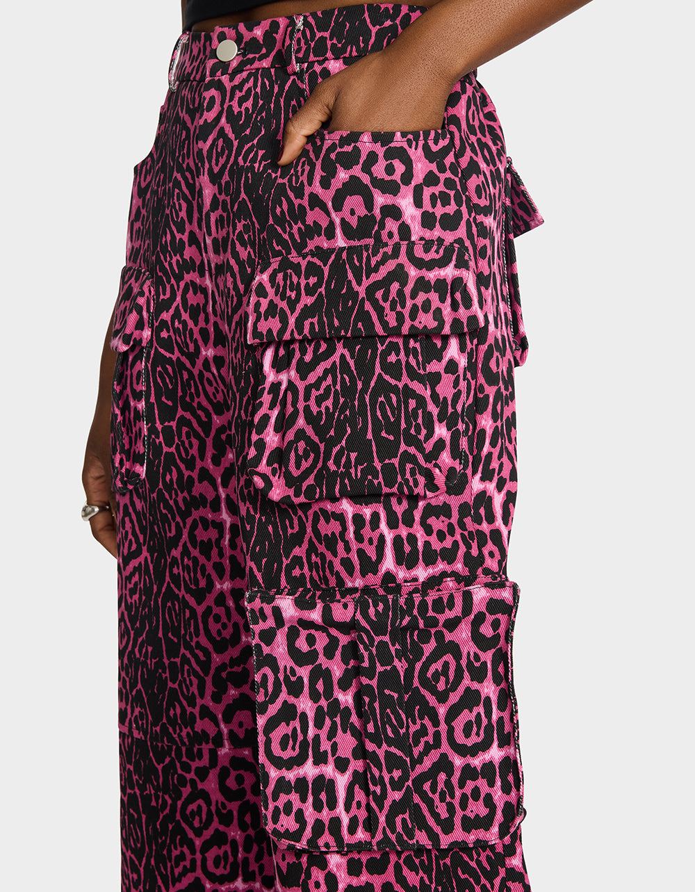Betsey Johnson Featured - WILD IN PINK BUNDLE Women's Pink Leopard Cropped Jacket and Cargo Pant Set