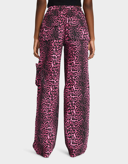 Betsey Johnson Featured - WILD IN PINK BUNDLE Women's Pink Leopard Cropped Jacket and Cargo Pant Set