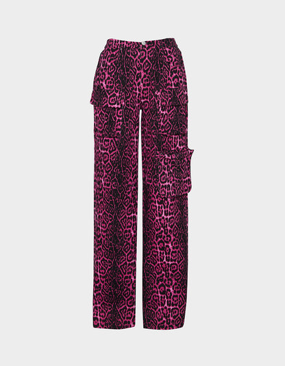 Betsey Johnson Featured - WILD IN PINK BUNDLE Women's Pink Leopard Cropped Jacket and Cargo Pant Set