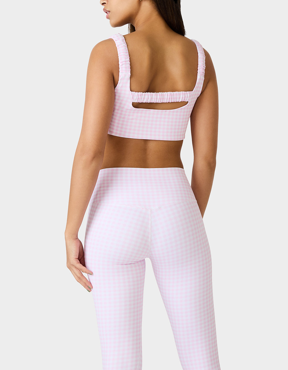 Betsey Johnson Special Offer - GINGHAM PRINT BRA TOP PINK MULTI Women's Activewear Pink Gingham Bra Top