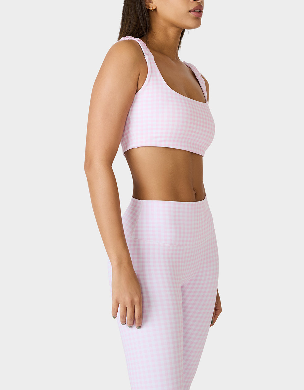 Betsey Johnson Special Offer - GINGHAM PRINT BRA TOP PINK MULTI Women's Activewear Pink Gingham Bra Top