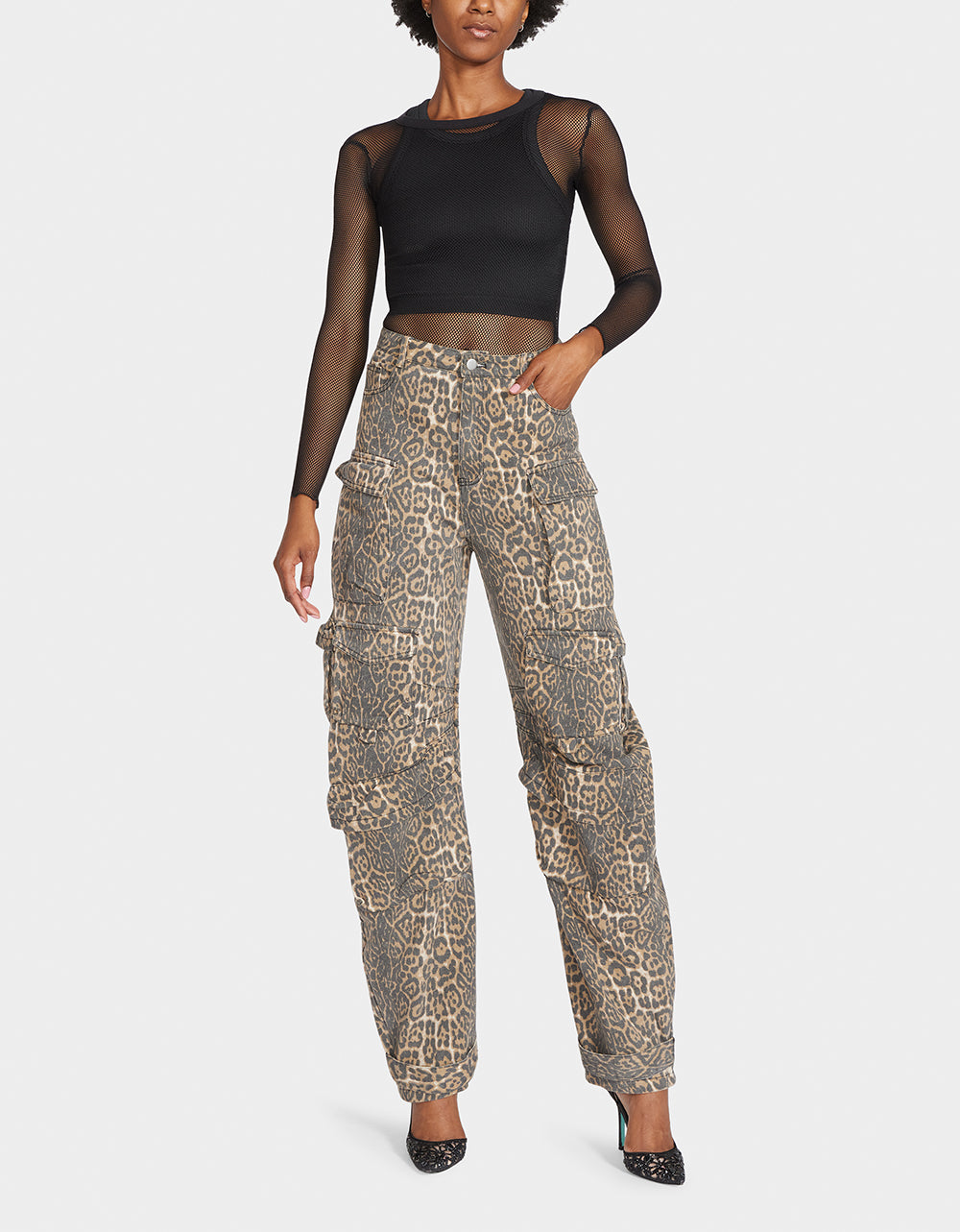 Betsey Johnson Featured - BARREL CARGO PANTS LEOPARD Women's Animal Print Pants