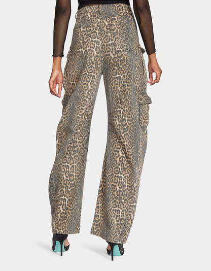 Betsey Johnson Featured - BARREL CARGO PANTS LEOPARD Women's Animal Print Pants