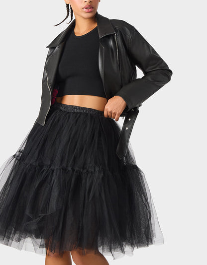 Betsey Johnson Special Offer - REBEL ROSE JACKET BLACK Women's Leather Long-Sleeved Jacket