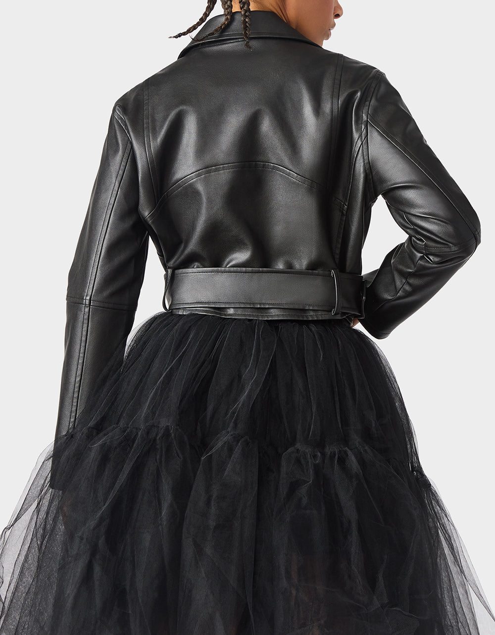Betsey Johnson Special Offer - REBEL ROSE JACKET BLACK Women's Leather Long-Sleeved Jacket