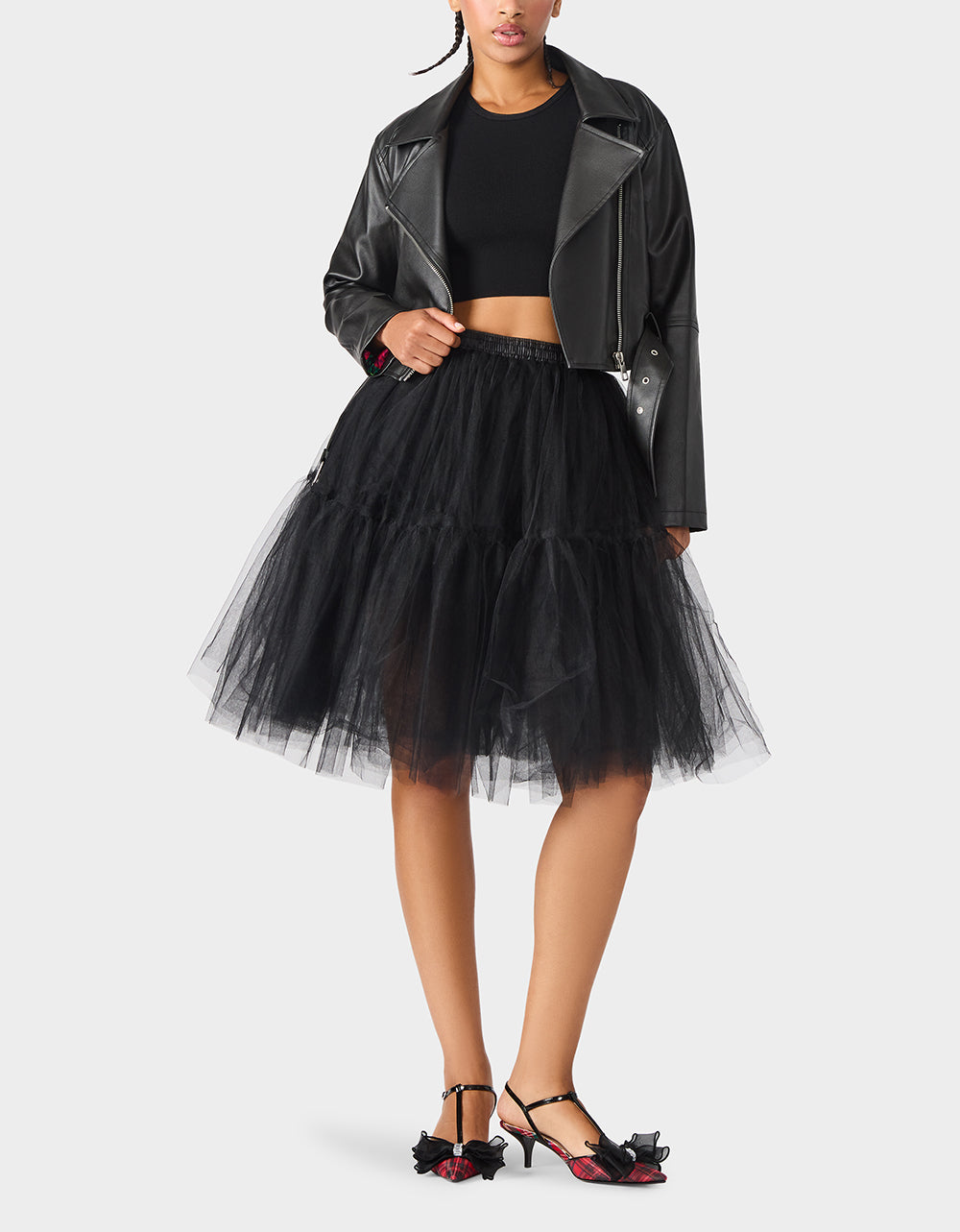 Betsey Johnson Special Offer - REBEL ROSE JACKET BLACK Women's Leather Long-Sleeved Jacket